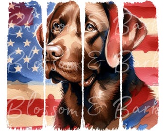 Digital - Brush Stroke Dog png Printable Patriotic Dog Portrait PNG - Labrador Retriever PNG, Download for Hunting Dog Mom 4th of July png