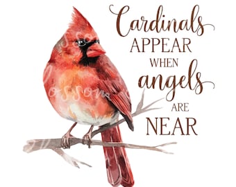 Digital - Cardinals Appear PNG - Sofortiger Download, wenn Engel in der Nähe sind PNG zur Erinnerung Gebet und Shirt Sublimation - für die kommerzielle Nutzung