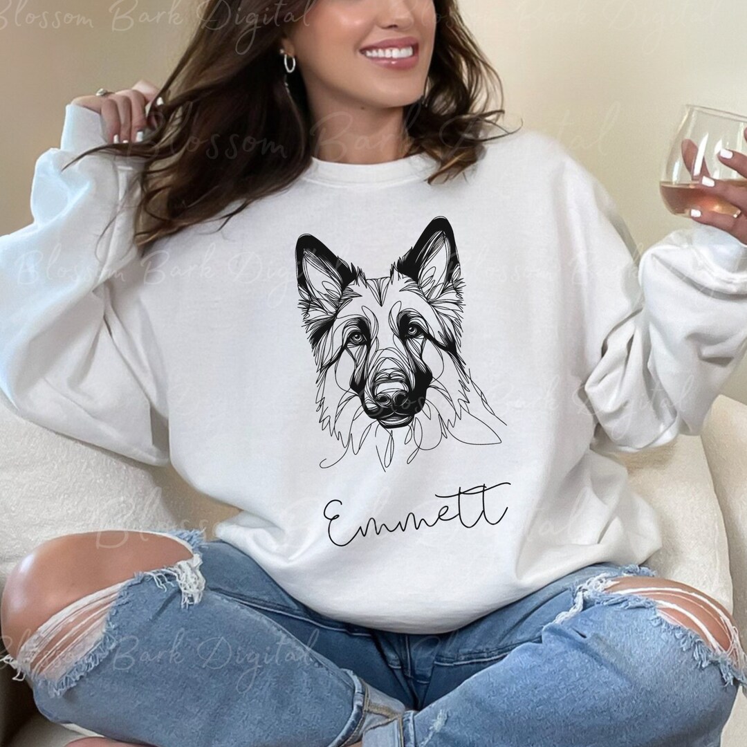 Personalized German Shepherd Sweatshirt Custom Pet Portrait Sweater