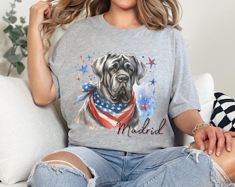 Koszulka z nadrukiem dla psa rasy Cane Corso – spersonalizowane imię psa, wygodny krój, koszulka dla właściciela psa rasy mastif włoski