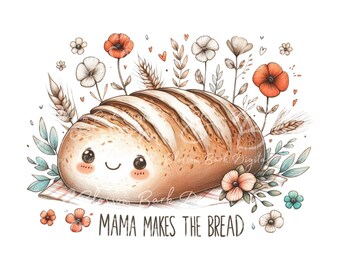 Digitale Kunst - Mama macht das Brot PNG-Datei Sauerteig Mama digitaler Download - Küche und Backkunst - Sauerteig PNG für Dekoration und Handwerk