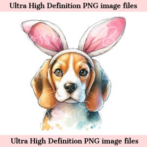 Digitales Oster Beagle PNG druckbares Hundeporträt PNG - Beagle PNG - Download für Beagle, niedliche Jagdhundemutter, Ostertag Sublimation
