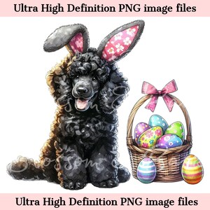 Numérique Pâques caniche PNG imprimable chien portrait PNG - caniche standard PNG - téléchargement pour caniche noir chien maman jour de Pâques chemise sublimation