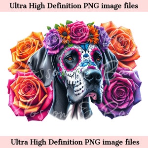 Digitaler Great Dane PNG Tag der Toten - Süßer Great Dane Hund PNG Download für Halloween Shirt Sublimation Clip Art für Hundemama