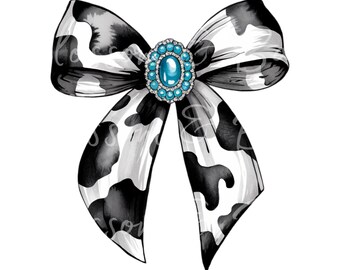 Girly Western Kuh Schleife PNG - sofortiger Download für Cowgirl - Shirt PNG für Sublimation - trendiges Western Design - sicher für kommerziell