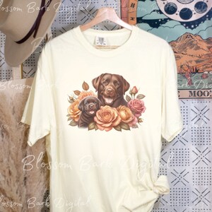 Digital Chocolate Lab PNG Mom and Lab Puppy PNG Dog Art - Cute Labrador ...