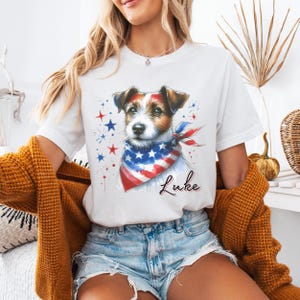 Custom Jack Russell Dog T-shirt - Personalized Name Unisex Dog Patriotic Clothing, Comfortable Fit, Jack Russell Dog Mom TShirt, Dog Tee