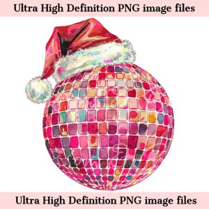 Digital - Pink Disco ball PNG Pink Girly Christmas PNG - Holiday Clip Art Download for Journaling, Digital Pinkmas File - Commercial Use