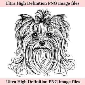 Croquis numérique ligne Yorkshire Terrier fichier PNG belle encre dessin au trait minimal art mural téléchargement pour sublimation - artisanat de maman de chien Yorkie