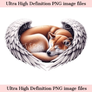 Numérique Shiba Inu PNG Dog Memorial PNG - Portrait d'animal de compagnie avec ailes d'ange PNG Téléchargement instantané pour les funérailles du chien ange - Sublimation de chagrin