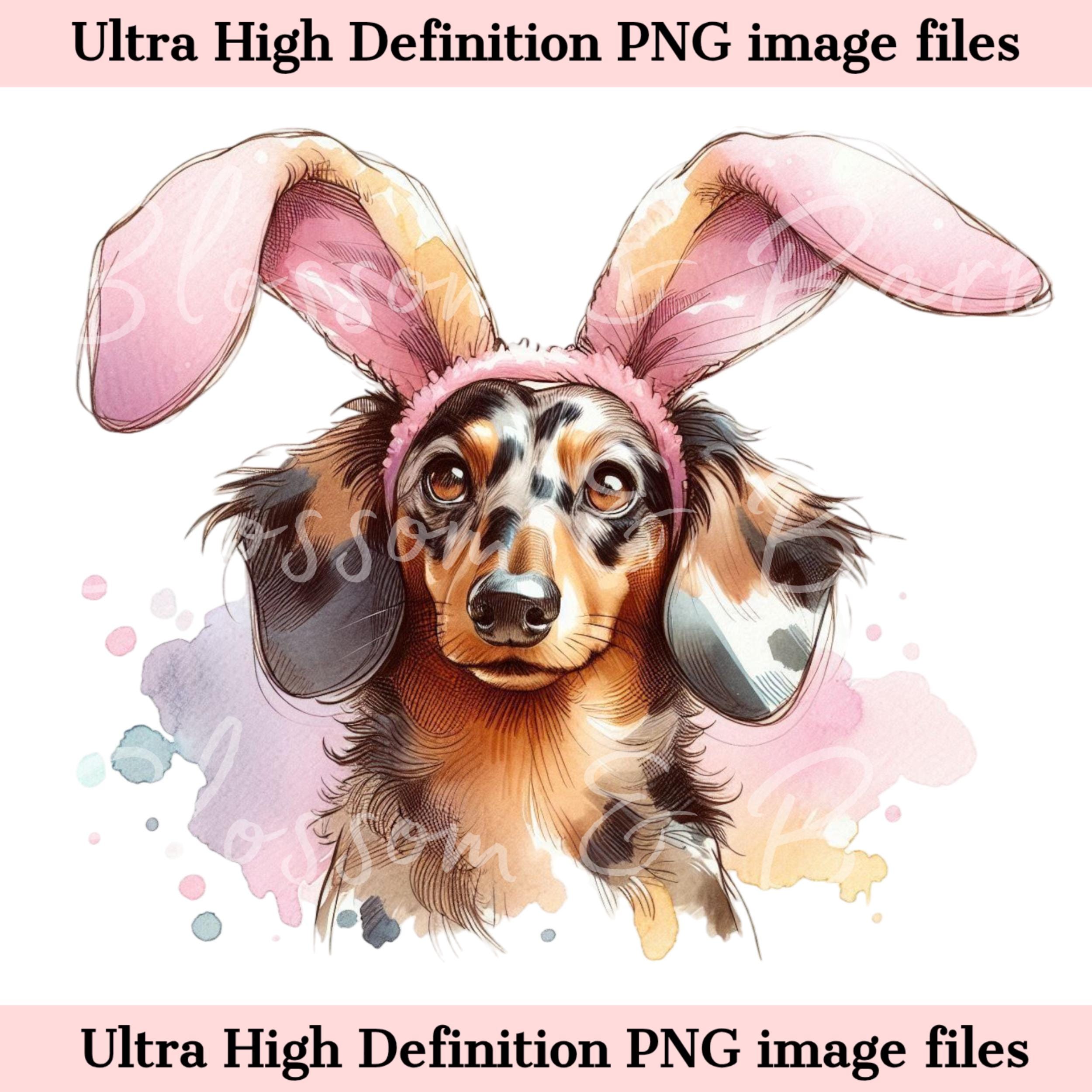 Digital Easter Dachshund PNG Printable Dog Portrait PNG - Cute Merle ...