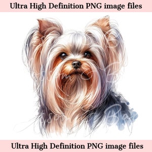 Digital Yorkie PNG acuarela perro retrato PNG - Descargar para Yorkshire Terrier perro mamá camisa sublimación -Logotipo de perro seguro para uso comercial