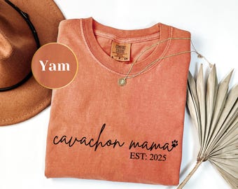 Cavachon Dog Mama Shirt, Comfort Colors Pet Parent Tee, Custom Year Dog Mom Gift, Personalized Dog Mama Shirt, New Puppy Gift for Her