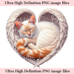 Gato siamés digital PNG Memorial PNG - Retrato de mascota con alas de ángel PNG Descarga instantánea para funeral de mascota ángel - Sublimación de duelo