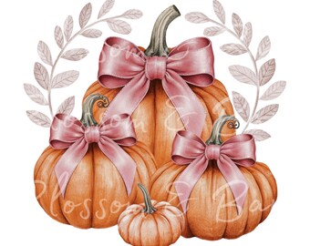 Digital - Patch de abóbora com laço rosa PNG Cute Halloween PNG - Western Coquette Pumpkin PNG para outono e Halloween Camisa e sublimação artesanal