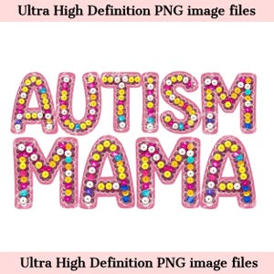 Digitale roze Autism Mama PNG Autism Awareness png - Glitter pailletten PNG Instant Download voor autistische moeder en therapeut Shirt sublimatie