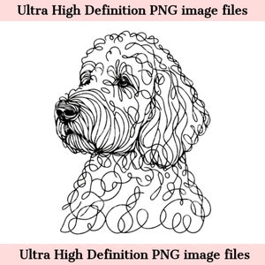 Croquis numérique ligne Goldendoodle fichier PNG belle encre dessin au trait minimal art mural téléchargement pour sublimation - Golden Doodle chien maman artisanat