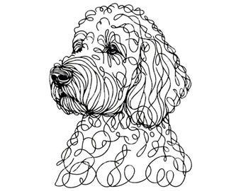Digital Sketch Line Goldendoodle PNG File Beautiful Ink Line Art Minimal Wall Art Download for Sublimation - Golden Doodle Dog Mom Craft