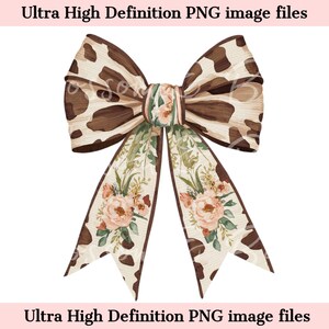 Girly Western Cow Bow PNG - Descarga instantánea para Cottagecore Shirt PNG para sublimación - Diseño occidental de moda - seguro para uso comercial