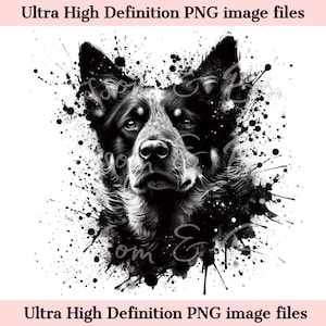 Cyfrowy- Australian Cattle Dog PNG - Natychmiastowe pobieranie dla koszulki z nadrukiem Ink Dog, Graffiti Puppy PNG, szkic Blue Heeler Dog png