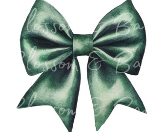 Digital Dark Green Bow PNG Simple Coquette PNG - Clip Art Download for Journaling Digital Sticker File for Planner - Safe for Commercial Use