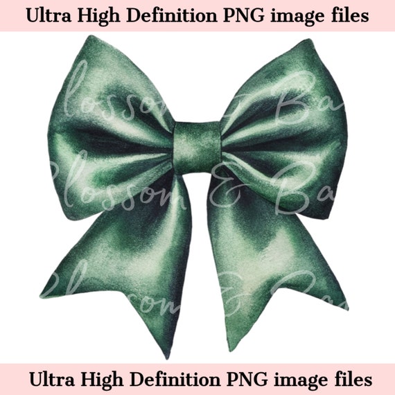 Digital Dark Green Bow PNG Simple Coquette PNG - Clip Art Download for Journaling Digital Sticker File for Planner - Safe for Commercial Use
