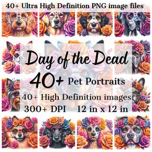 Digitaler Tag der Toten Bundle - Hunderasse Png - Zuckerschädel Hund PNG Sofortiger Download für Halloween Shirt Sublimation Clip Art für Hundemama