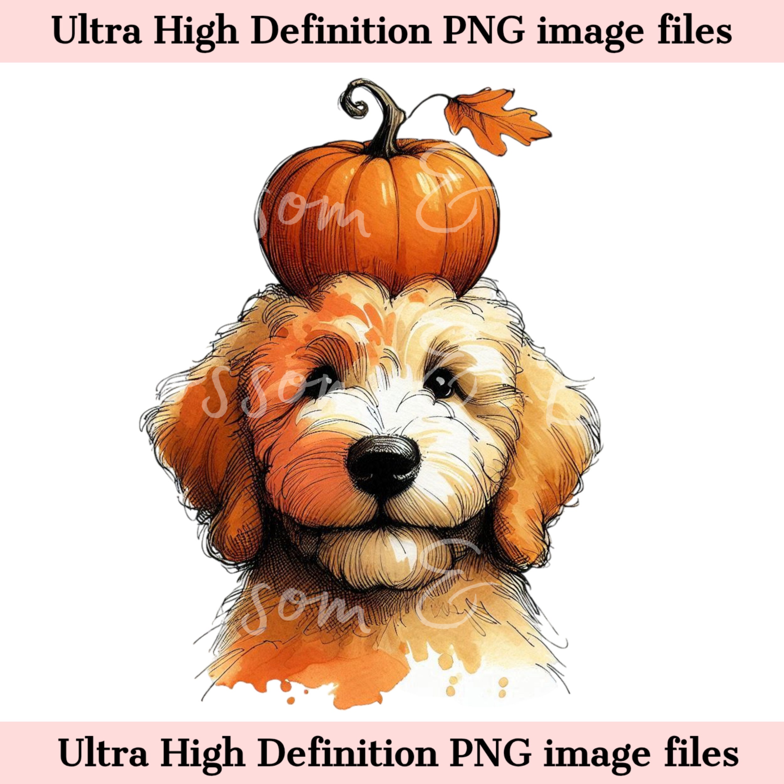 Digital Goldendoodle PNG Autumn Dog Portrait PNG - Download for Cute ...