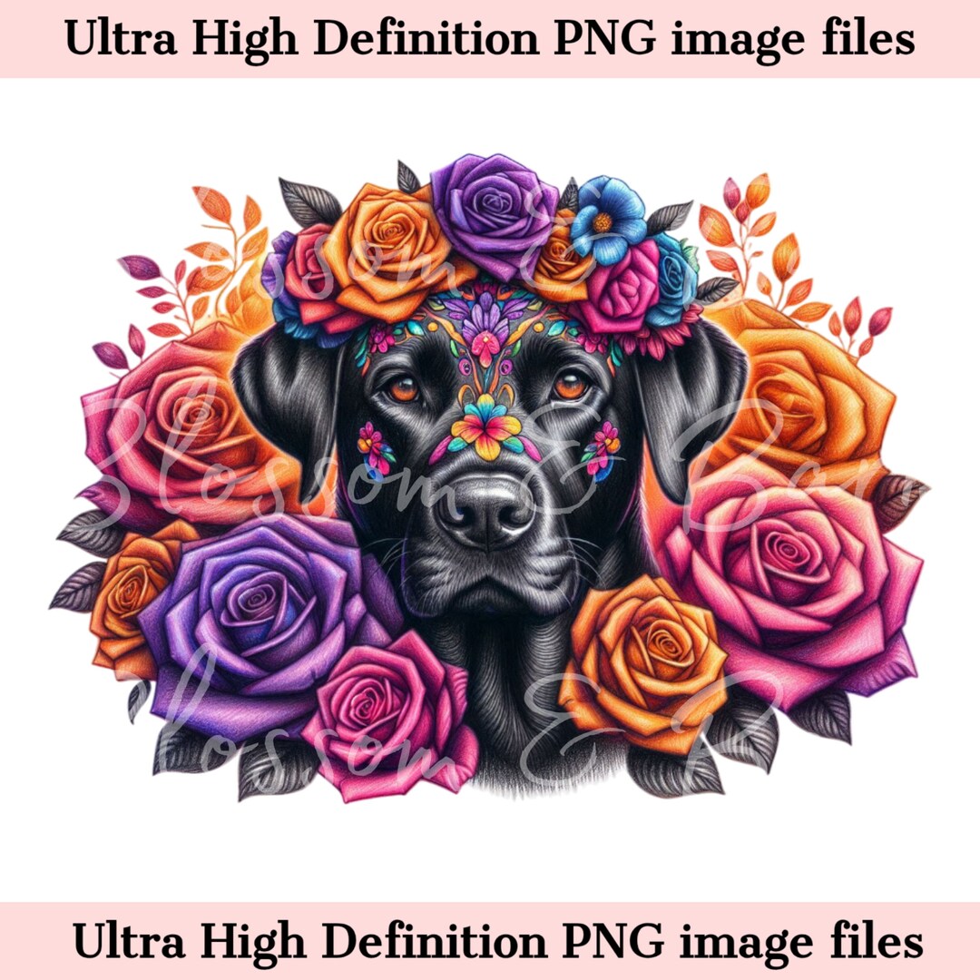 Digital Black Lab PNG Day of the Dead Png - Cute Labrador Puppy PNG ...
