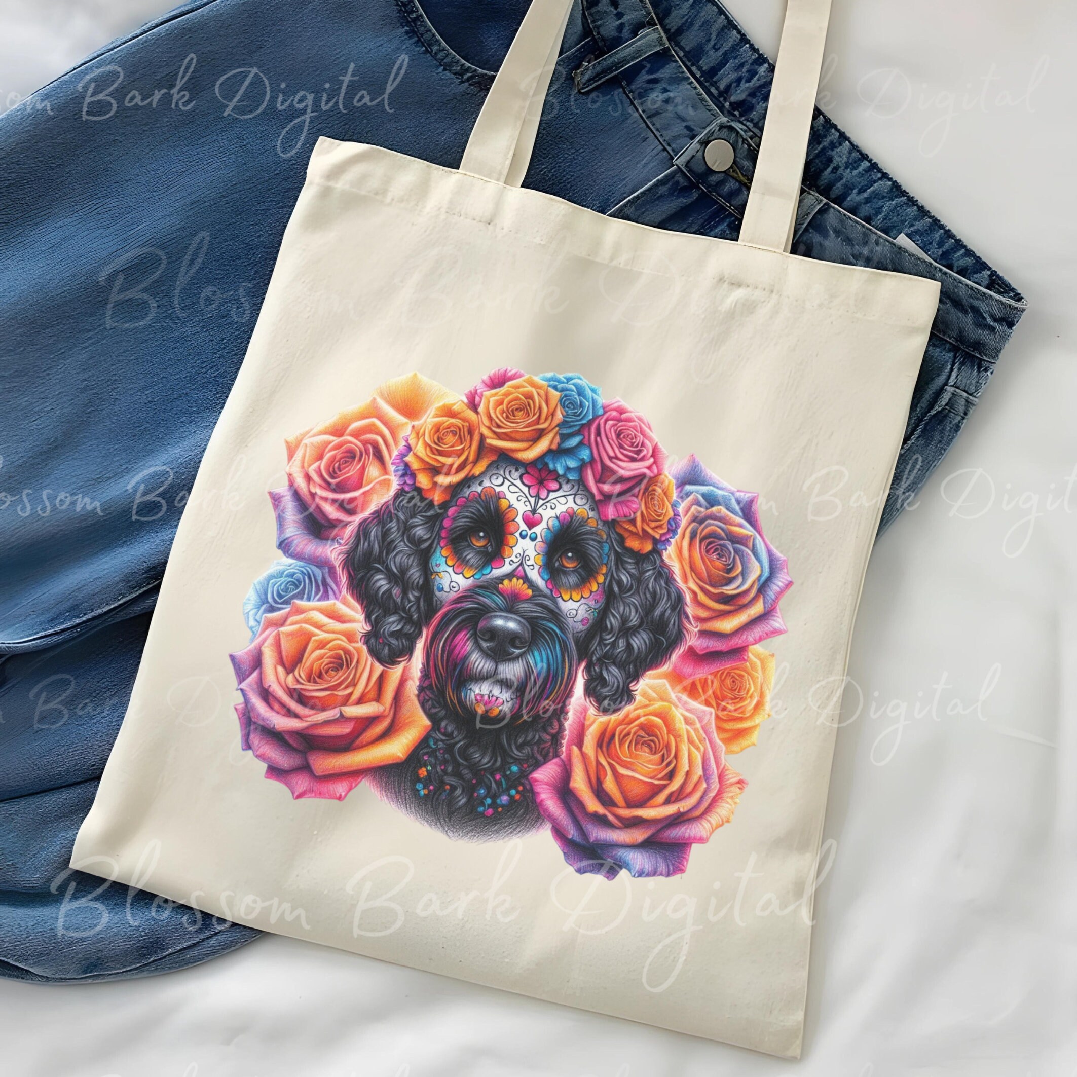 Digital Labradoodle PNG Day of the Dead Png - Cute Doodlepng Instant ...