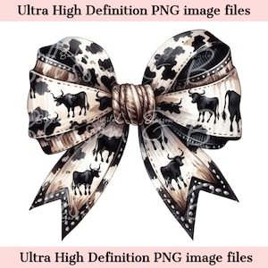 Girly Western Cow Bow PNG - Descarga instantánea para Cottagecore Shirt PNG para sublimación - Diseño occidental de moda - seguro para uso comercial