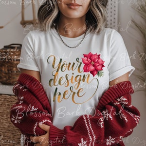 Camisa Digital - Comfort Colors C1717 Blanca - Talla Unisex Camisa de Color Blanco - Tallas Unisex - Maqueta Navideña - Camisa Oversize