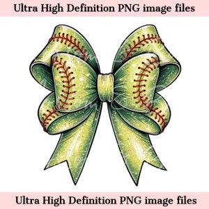 Op de afbeelding: Een groene en gele glitter strik met rode stiksels, die lijkt op een softbal. De strik is in een knoop geknoopt en heeft een glanzende, glinsterende afwerking.