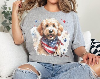 Maglietta personalizzata con il tuo cane Goldendoodle - Maglietta unisex con nome personalizzato, vestibilità comoda, maglietta per mamma di cane, maglietta con simpatico scarabocchio