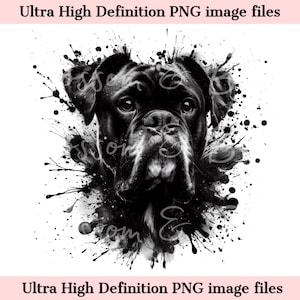 Perro bóxer en tinta digital PNG - Descarga instantánea para sublimación de camisetas de perro, cachorro grafiti PNG, boceto de bóxer PNG, imágenes prediseñadas de raza