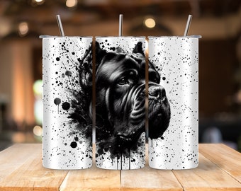 Digital - Black Ink Cane Corso - Graffiti Art Tumbler Wrap 20 oz Skinny Tumbler Sublimation Design - Italian Mastiff Mom - Dog Ink Portrait