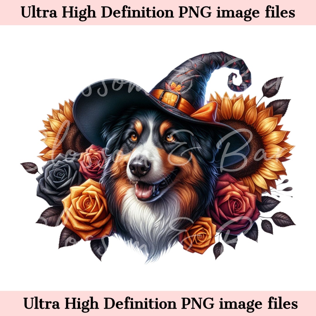 Digital Australian Shepherd Halloween Dog PNG - Cute Aussie PNG Instant ...