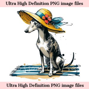 Galgo digital PNG Acuarela Perro de playa PNG - Descarga para sublimación de camisetas de mamá de perro de verano Whippet, Galgo, Seguro para uso comercial