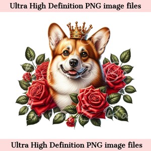 Digital Pembroke Welsh Corgi PNG King Crown PNG - Lindo Corgi Perro PNG Descarga instantánea para el logotipo del peluquero de perros y regalo de sublimación de sudadera