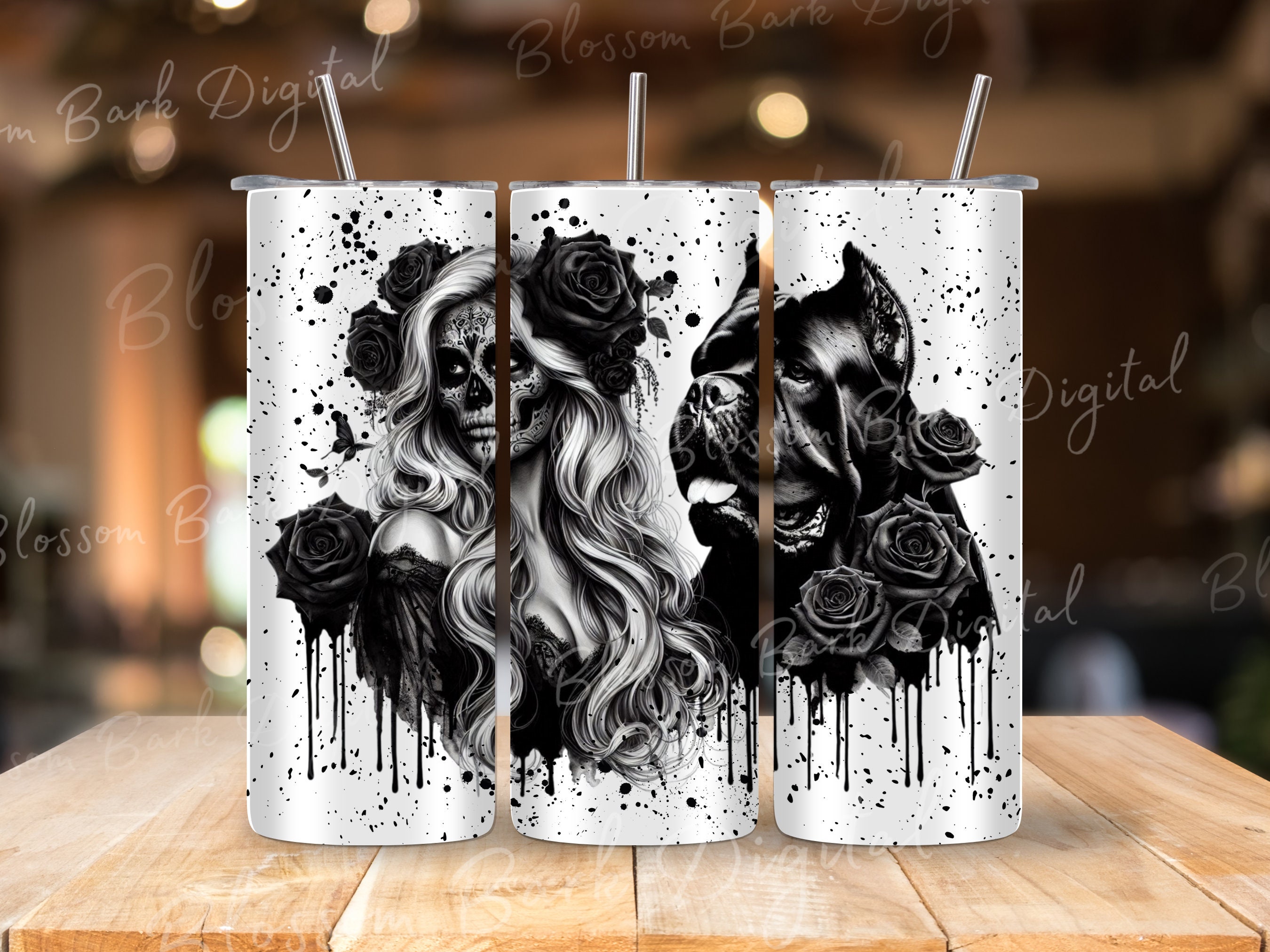 Digital - Black Ink Cane Corso Dog Mom - Graffiti Art Tumbler Wrap 20 oz Skinny Tumbler Sublimation Design - Italian Mastiff- ink Portrait