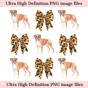 Cute Boxer Dog PNG - Instant Download for Boxer Dog Mama Shirt Sublimation -Grid  Dog and Coquette Cheetah Bow PNG - Cute Girly PNG