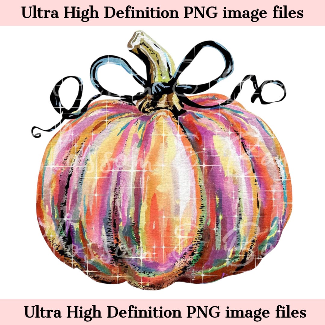Digital - Black Bow Sparkly Pumpkin PNG Cute Halloween PNG - Sequin ...