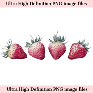 Acuarela digital fresa PNG - Descarga instantánea para camiseta Simple Living - Sublimación Preppy Strawberry Row - Seguro para uso comercial