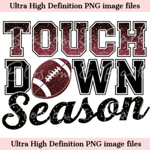 Digital - Retro Touchdown PNG, Faux Glitter Fußball PNG, Fußball Mama, Sublimationsdesign für Fußballmama Png, Sport Png, Fußball