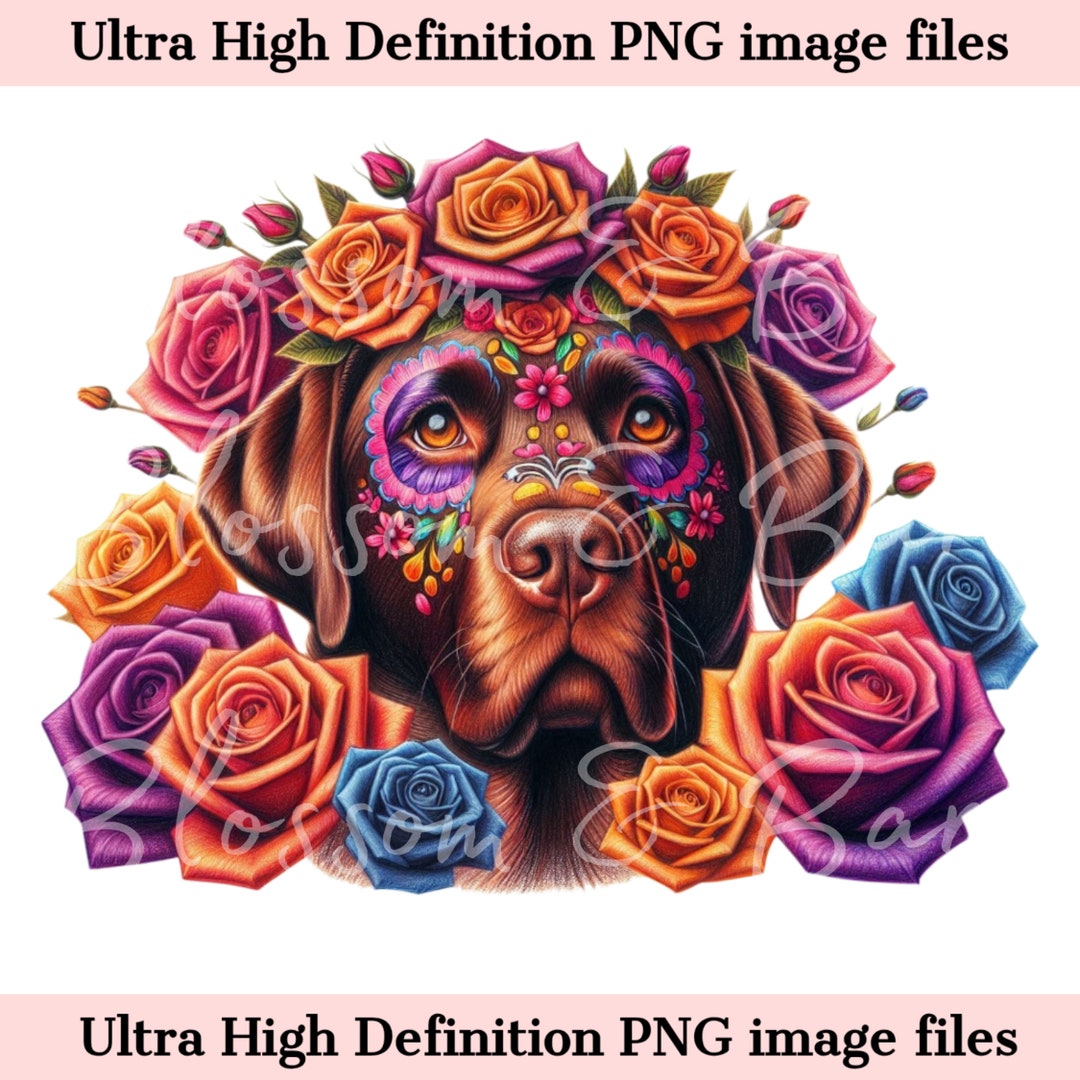Digital Chocolate Lab PNG Day of the Dead Png - Cute Labrador Puppy PNG ...