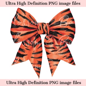 Digital Tiger Bow PNG Simple Coquette PNG - Birthday Animal Clip Art Download for Journaling, Invitation, Sticker File - Commercial Use
