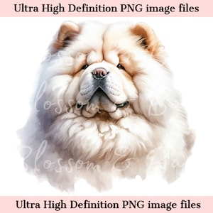 Retrato de perro de acuarela PNG de crema digital Chow Chow PNG, Descargar para Chow Chow Dog Mom Shirt Sublimation, Seguro para uso comercial