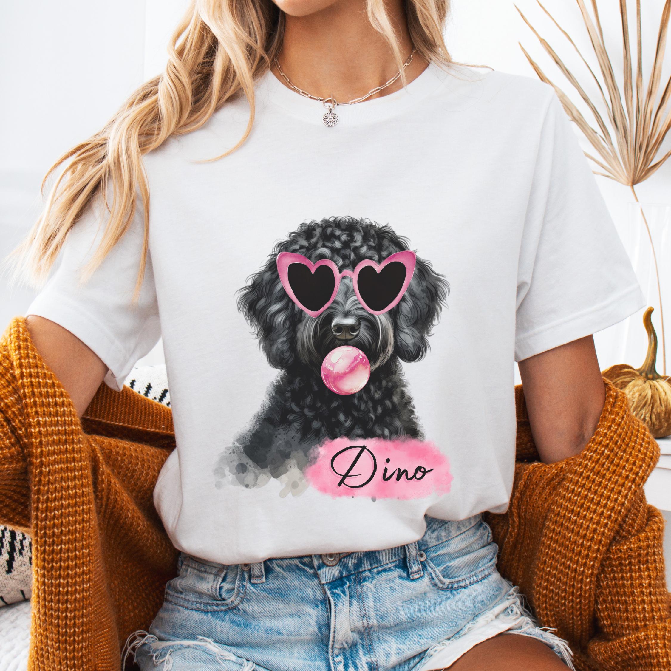 Custom Black Doodle T-shirt, Personalized Name Unisex Goldendoodle
