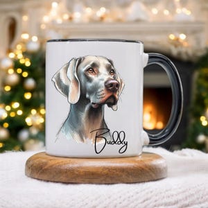 Weimaraner Mug - Custom Dog Portrait Coffee Cup with Name, Personalized Weimaraner Gift for Dog Lovers and Pet Owners, Dog Mom&#39;s and Dads