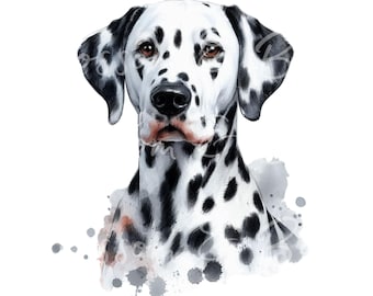 Digital Dalmatian PNG Watercolor Dog Portrait PNG  - Download for Cute Dog Mom Shirt Sublimation, Dalmatian Dog Logo Safe for Commercial Use